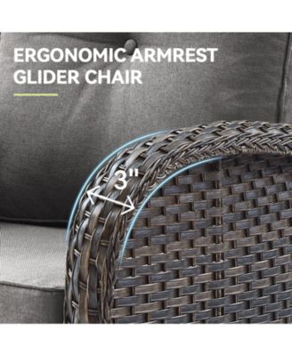 5-Piece Brown Wicker Patio Conversation Set with Olefin Cushions Patio Swivel Chairs and Ottomans