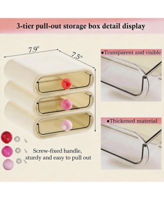 3-Tier Clear Front Storage Organizer for Vanity, Bathroom, Office