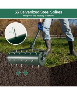 21 Inch Manual Lawn Aerator with Detachable Handle Filled with Sand or Stone