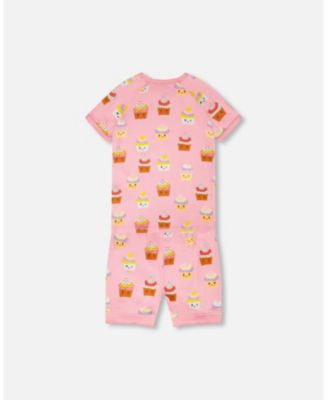 Toddler Girls ganic Cotton Two-Piece Pyjama Set Pink Cupcake Print