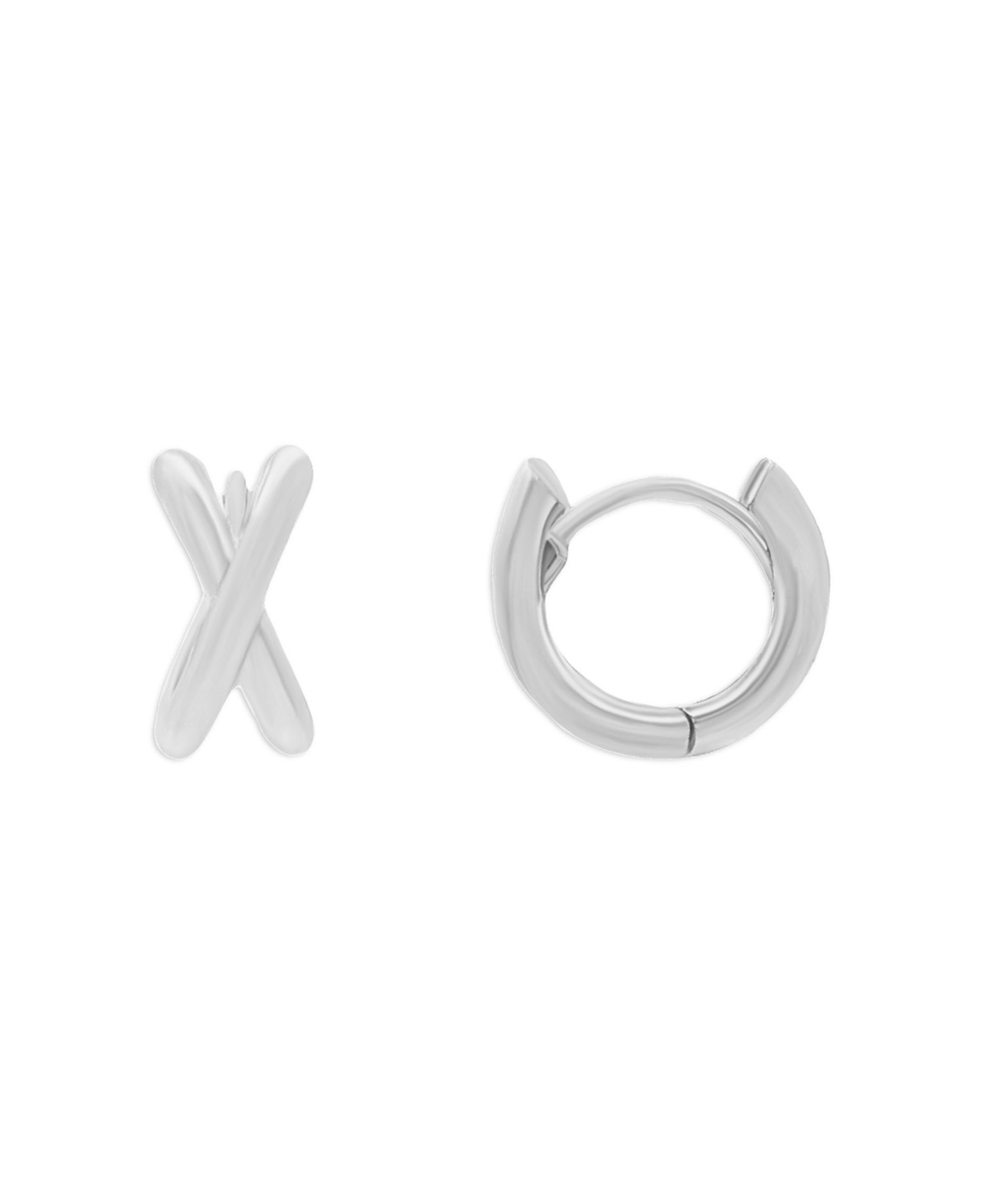 Sterling Silver Openwork X Hoop Earring