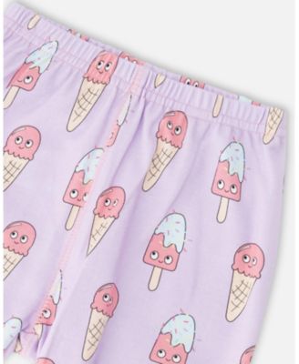 Baby Girls Cotton Two-Piece Pyjama Set Lilac Printed Ice Creams