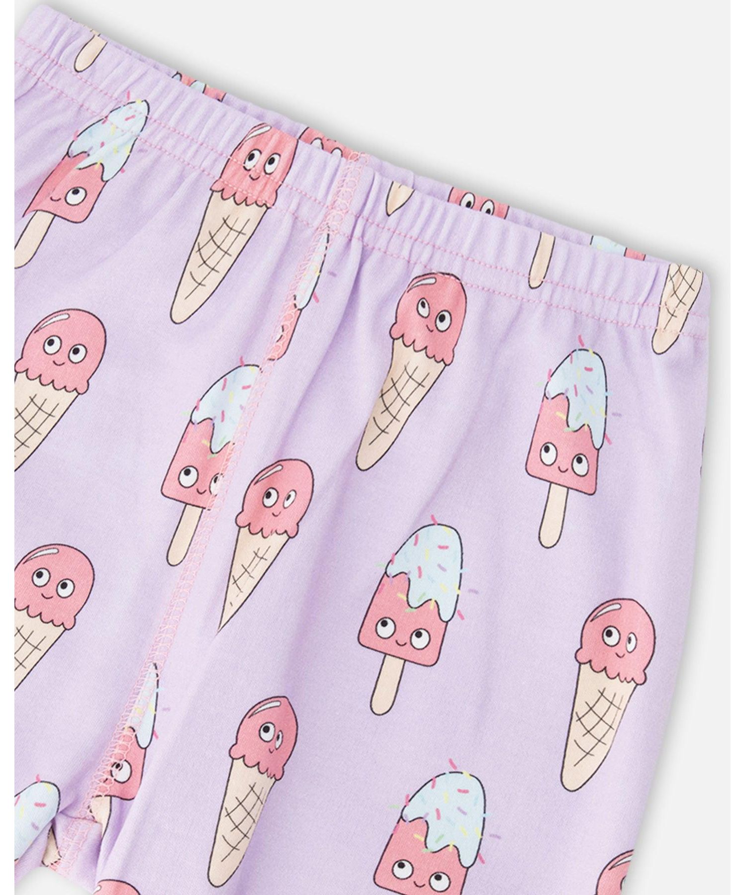 Baby Girls Cotton Two-Piece Pyjama Set Lilac Printed Ice Creams