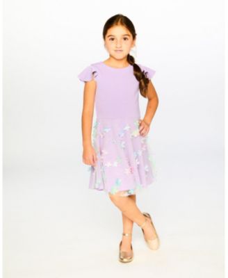 Big Girls Bi-Material Dress Mauve