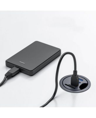 5 in 1 Flush Mount Desktop USB 3.0 Hub with 5Gbps Data Transfer and SD/TF Card Reader