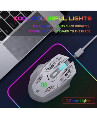 Dual Mode 2.4G & Bluetooth 5.1 Wireless Gaming Mouse with Silent Click, Rechargeable, 3 Level Adjustable DPI