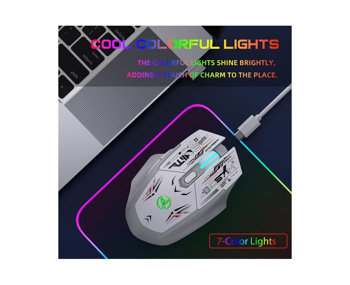 Risokeys Dual Mode 2.4G & Bluetooth 5.1 Wireless Gaming Mouse with Silent Click, Rechargeable, 3 Level Adjustable Dpi