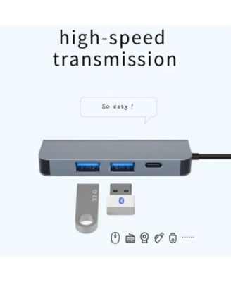 4-in-1 Type-C Hub, PD100W, USB 3.0, USB2.0 Compatible with Type C Devices with DP Alt Mode,Ideal for Home Office, Travel