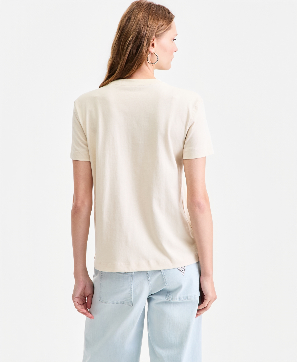 Guess Women's Cotton Flower's Box Crewneck T-Shirt