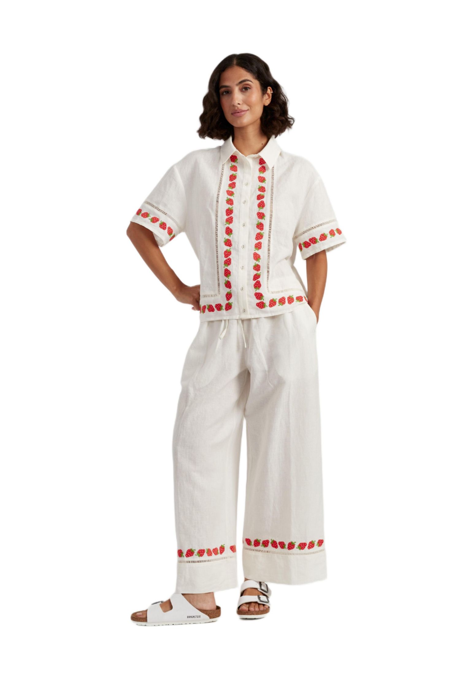 Women's Chinti and Parker Linen-Blend Strawberry Trousers