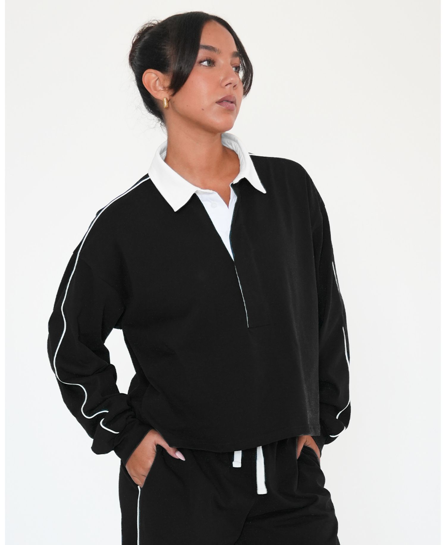 Women's Rugby Piping Relaxed Polo Top