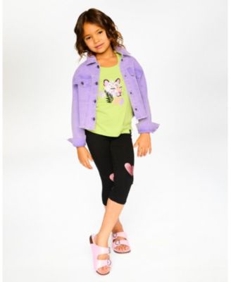 Girls Mauve Denim Jacket with Embroidery