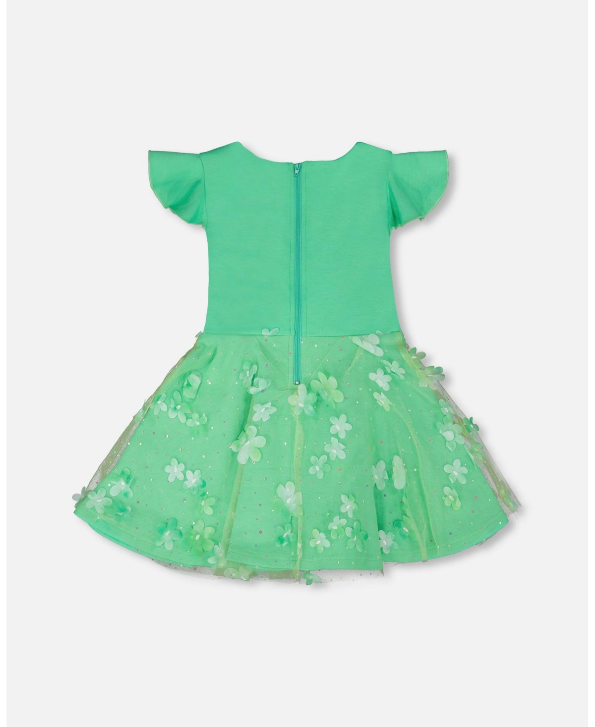 Deux par Toddler Girls Bi-Material Dress Bright Mint