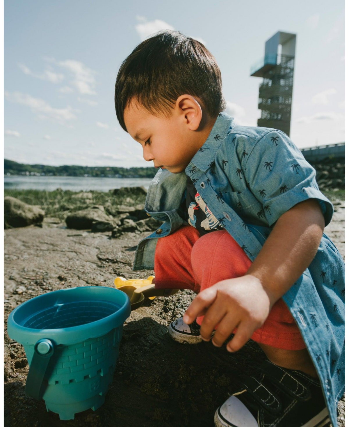 Deux par Toddler Boys Short Sleeve Chambray Shirt - Toddler|Child