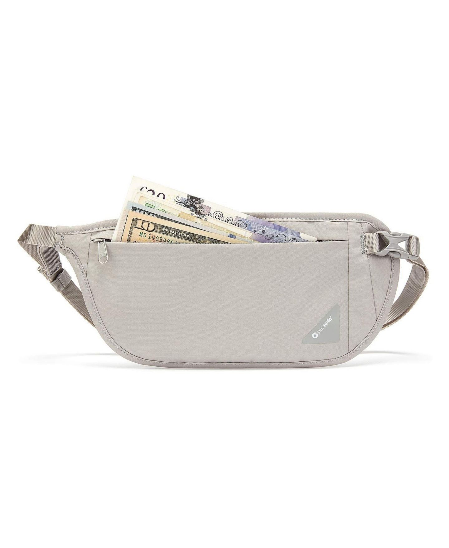 Кошелёк Pacsafe Coversafe V100 RFID Blocking Waist, цвет: Нейтральный серый — фото 2