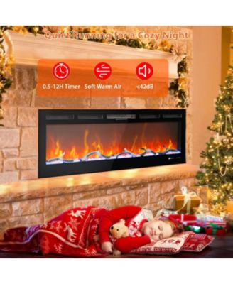 Built In Electric Fireplace with Smart Voice & Remote Control, 12 Flames