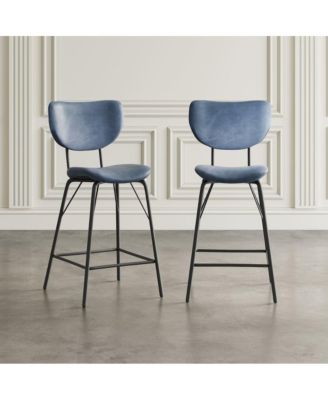 Modern Faux Leather Split-Back Upholstered Counter Height Barstool (Set of 2)