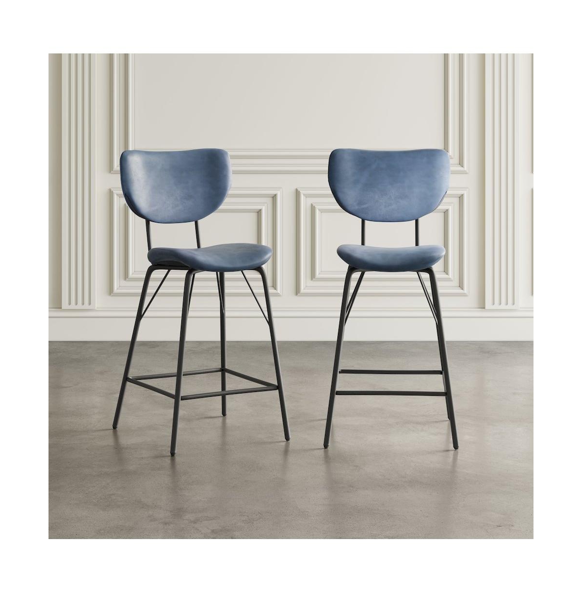 Jofran Modern Faux Leather Split-Back Upholstered Counter Height Barstool (Set of 2