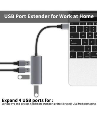 4-in-1 USB Hub - with 5Gbps USB 3.0 & USB 2.0, Portable Plug-and-Play Splitter for Home Office, Travel & Study