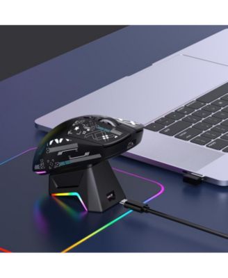 Tri-Mode Wireless Gaming Mouse with Magnetic RGB Charging Dock, 12000 DPI, 650mAh Rechargeable, BT5.3+2.4G+Wired