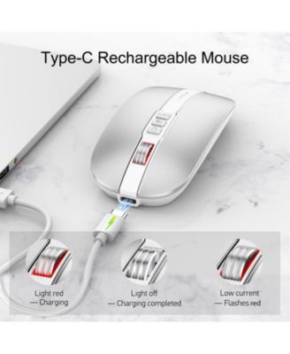 Dual-Mode Wireless Silent Mouse - (2.4G + Bluetooth 5.1)- 4 Adjustable DPI 800-2400, Type-C Rechargeable, Slim Portable for PC, Laptop, Mac