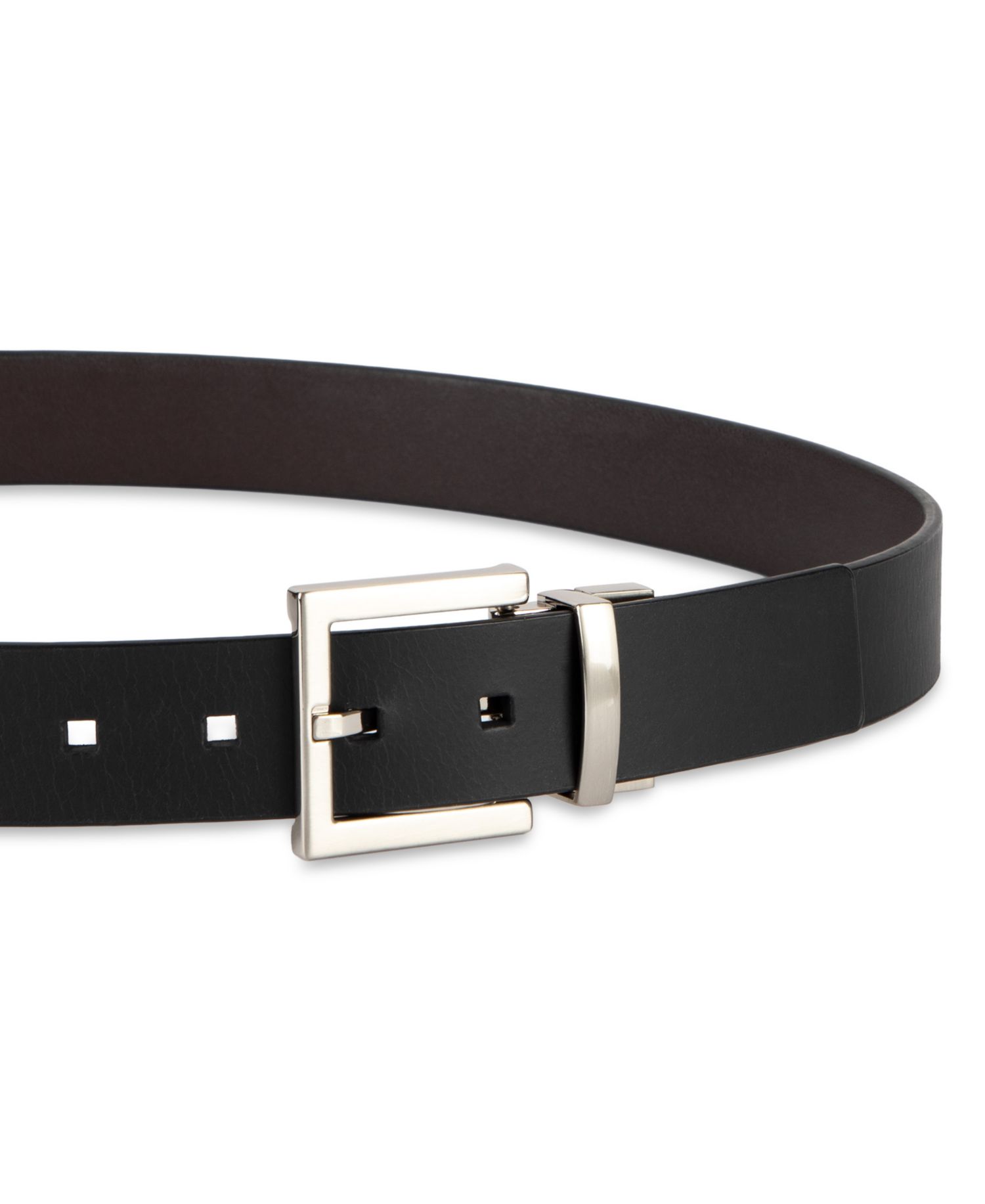 35MM Men's Reversible Rectangular Buckle Leather Belt