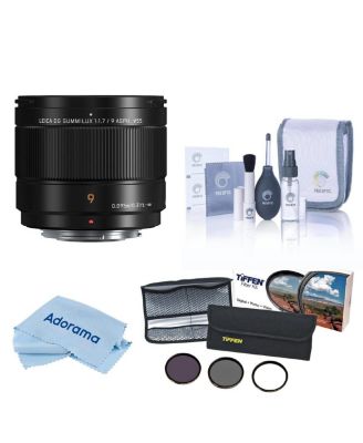 LUMIX G Leica DG Summilux 9mm f/1.7 Aspherical Lens for Micro Four Thirds, Bundle with 55mm Essentials Filter Kit, Cleaning Kit and Cleaning