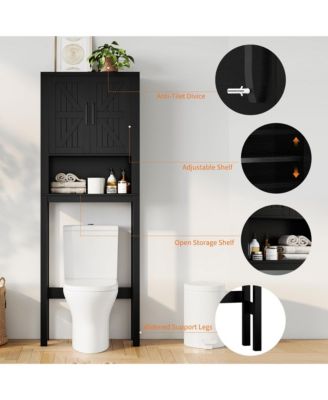 23.6 Inches Wide Toilet Rack with Over The Toilet Storage Cabinet , Small Freestanding Space Saver