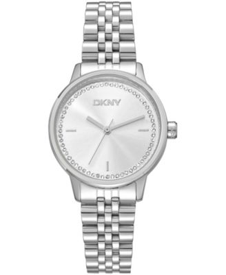 Women's Silver Crystal Accented Dial Stainless Steel Bracelet Watch, 30mm