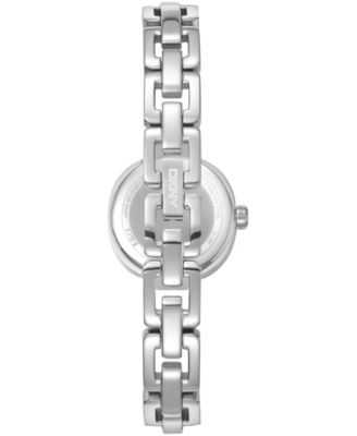 Women's Silver Crystal Accented Dial Stainless Steel Open Link Bracelet Watch, 24mm