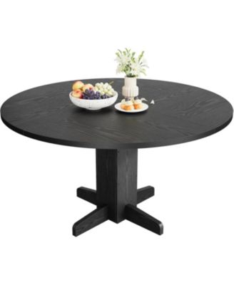 Farmhouse Dining Program 47-Inch Wood Table with a Sturdy Pedestal Base for Seating 4–6 People, Round Dining Table