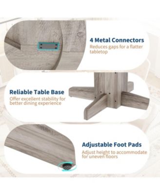 Farmhouse Dining Program 47-Inch Wood Table with a Sturdy Pedestal Base for Seating 4–6 People, Round Dining Table