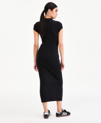 Women's Cap-Sleeve Mock-Neck Midi Dress