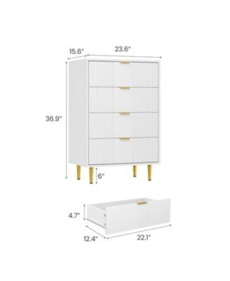 4 Drawer 36.85" Tall Fluted Engineered Wood Chest of Drawers with Metal Handle