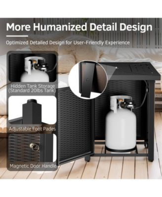 7-Piece Wicker Fire Pit Conversation Set with Olefin Cushions and Patio Swivel Chairs