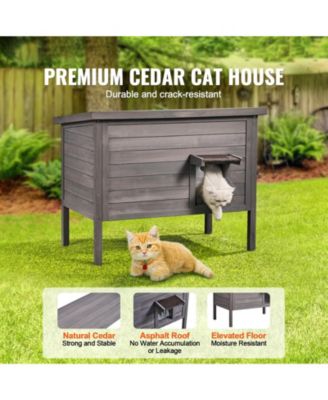 Outdoor Cat House: Insulated Wooden Shelter with Sloped Roof & PVC Door Flaps for Feral & Stray Cats