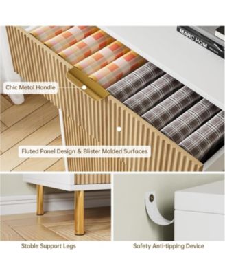 3 Drawer Dresser for Bedroom, Large Nightstand Chest of Drawers, Modern Wood Storage Dresser Organizer with Metal Handles for Hallway