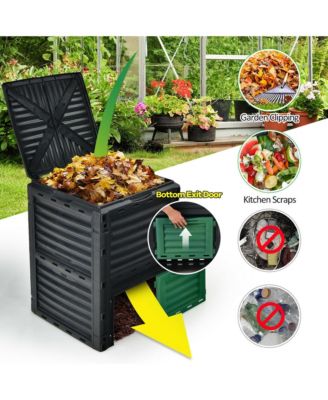 80 Gallon Compost Bin Garden Waste Container Grass Food Trash Barrel Fertilizer