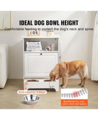All-in-One Pet Feeding Station: Elevated Dog Bowls & Storage Cabinet for Food and Toys