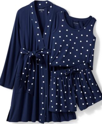 Plus Size Cooling 3 Piece Pajama Set - Robe Tank and Shorts