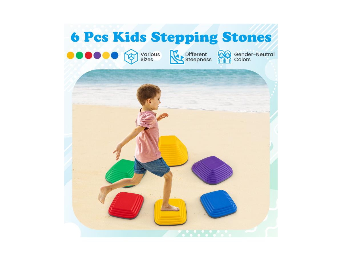 Slickblue 6-Piece Kids Stepping Stones Square Balance Blocks
