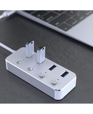 4-Port USB 3.0 Hub - with 42.2" Cable,5Gbps High-Speed Data Transfer, Individual Switches, for Laptop, PC, MacBook