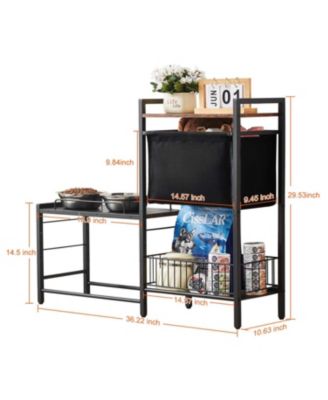 Elevated Dog Feeding Station: All-in-One Organizer with Raised Bowls & Storage for Food and Toys