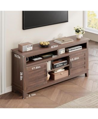 Brown Entertainment Center TV Stand for 65" TVs, with Storage Cabinet