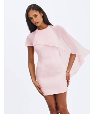 Women's Umeko Tulip Pink Asymmetrical Cape Mini Dress