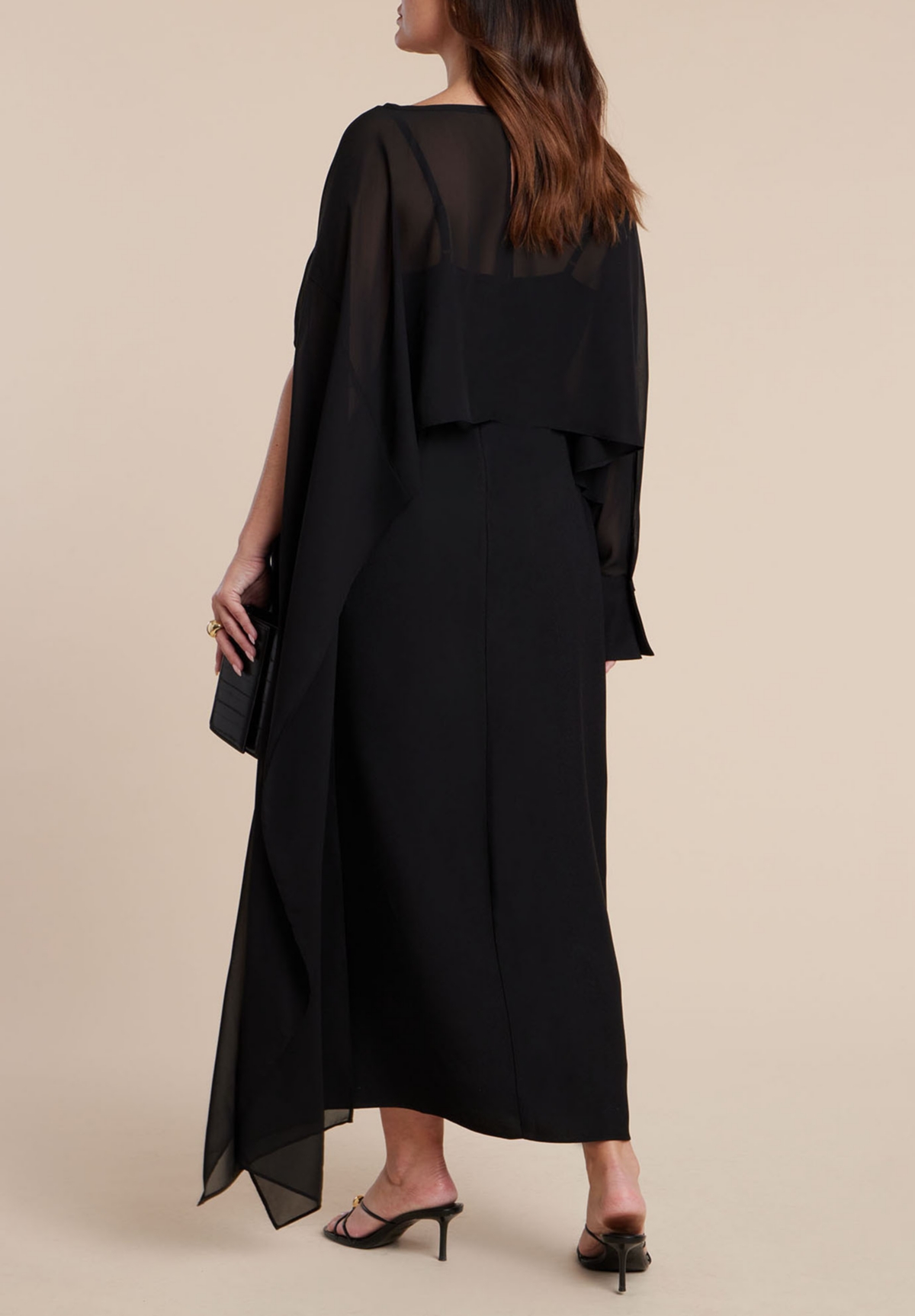 Eloquii Women's Flowy Sheer Cape Dress