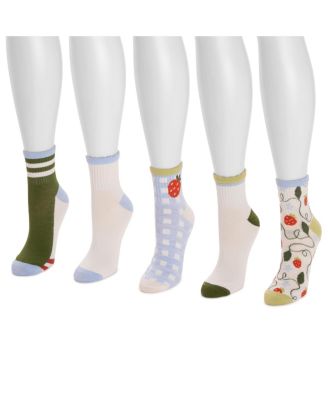 Women's Quarter Crew Novelty Socks, 5 Pair Pack