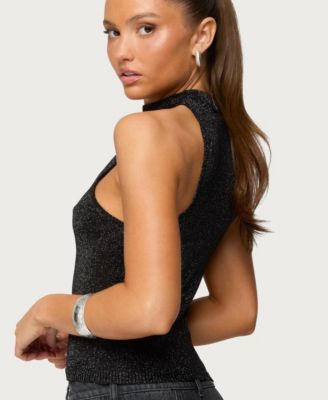 Women's Nalia Gathered Ring Glitter Knit Top