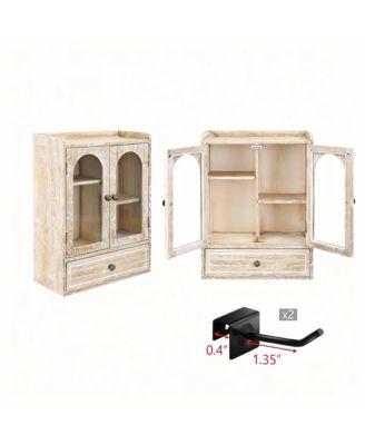 Wooden Storage Cabinet with Adjustable Shelves, Hooks, Drawer for Bathroom Vanity