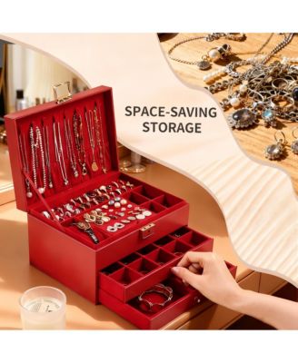 3-Layer Jewelry Organizer with Removable Dividers for Flexible Storage